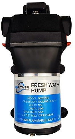 Autoclave 12V 10 L/min NAVPOWER – Pompa Acqua a Pressione 2.7 GPM, 17 PSI, con Pressostato, Ideale per Barca, Camper e Impianti Idrici