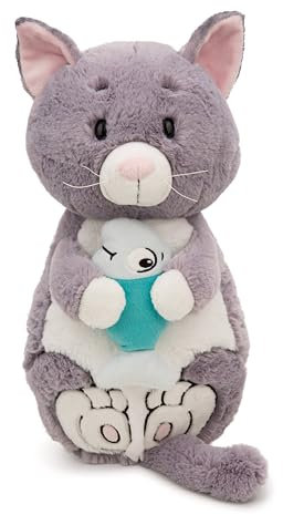 NICI Kuscheltier Katze mit Fisch 40x20cm - grau - Weiches Plüschtier – niedliches Stofftier zum Kuscheln & Spielen – tolle Geschenkidee für Kinder & Erwachsene - 62166