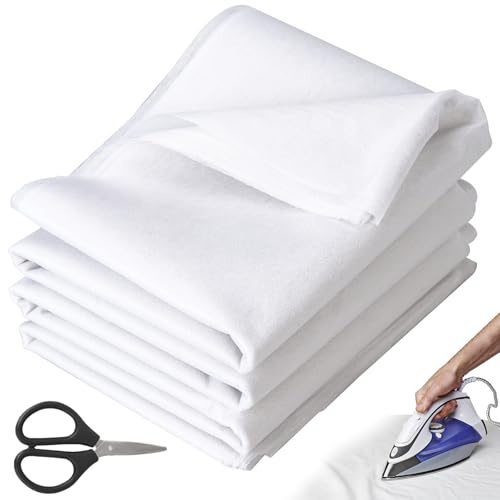 Interfacing for Sewing Iron On, 90cm x 400cm Iron On Interfacing, Lightweight 30g/m² White Fusible Fleece with Scissors, Fusible Interfacing for Sewing, Quilting, Topstitching, Crafting, Collars