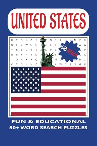 United States Word Search Puzzle Book: Word Searches with Easy to Read Print about the United States, State Capitals, Cities, and more I 6 x 9 inches, ... vacation, down time, leisure, stress relief