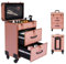 Grande valigetta cosmetica trolley, professionale per trucchi con ruote rimovibili, valigetta per trucchi in alluminio, per riporre utensili da trucco (oro)
