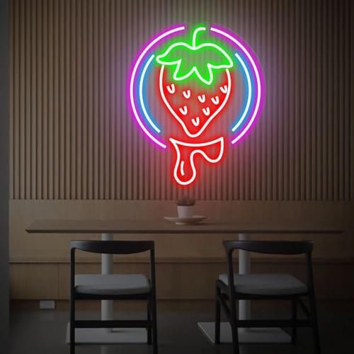 Letrero de neón de fresa, letreros de frutas, cartel LED de restaurante, señales LED de frutas