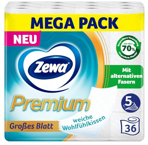 ZEWA Premium Toilettenpapier, 6 x 6 (36) Rollen á 110 Blatt 5-lagig