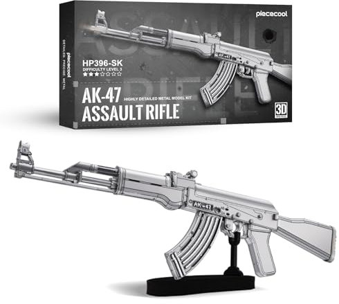 piececool Metall Puzzle 3D AK47 Sturmgewehr, Pistole Gewehr 3D Puzzle Modellbausatz Erwachsene, 3D-Puzzles für Edelstahl, Modell Metal, Geschenk, Andenken, Sammlung, 121 Teile