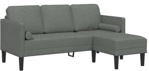 vidaXL L-förmiges Ecksofa Dunkelgrauer Stoff 3-Sitzer für Wohnzimmer Stabiler Buchenholzrahmen mit abnehmbaren Kissen Modernes Design Stilvoll Langlebig Platzsparend