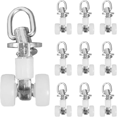 SOLUSTRE 20pcs Pergola Canopy Runners Curtain Track Runner with Twin Wheeled Carriers, Sturdy Plastic and Stainless Steel Sliding Wheels for Curtain Panels and Room Dividers in Restaurants