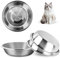 MOXYOY Stainless Steel Cat Food Bowls, 3Pcs Metal Cats Feed Bowl, 5.5inch Food Plate Pet Feeding Plate Replacement for Small Cat Dog