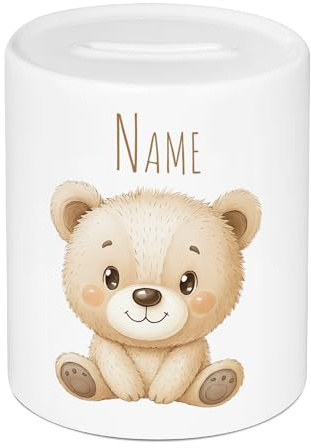 GRAZDesign Spardose personalisiert Bär für Babys - Geschenk zur Taufe, Weihnachten oder Geburtstag Boho-Tier-Design