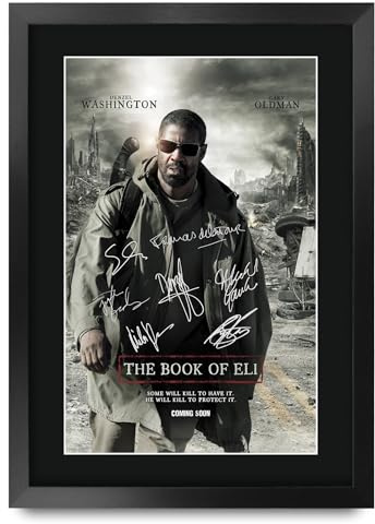HWC Trading The Book of Eli (2010) Denzel Washington Geschenke Geduckter Poster Signiertes Autogramm Foto für Fans von Film Memorabilien - A3 Gerahmt