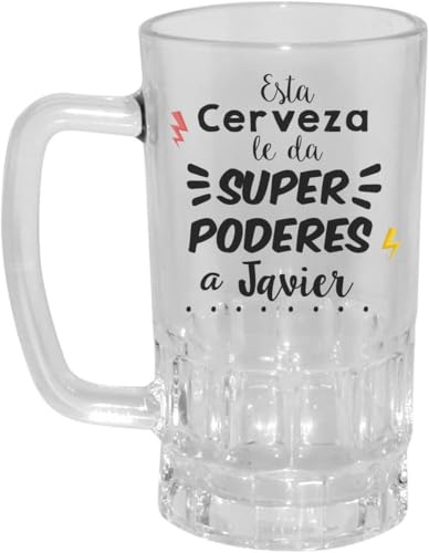 Kembilove® Jarra de Cerveza Personalizada con Nombre – Cristal 500 ml – Diseño Divertido con Frase Graciosa – Regalo Original para Hombre