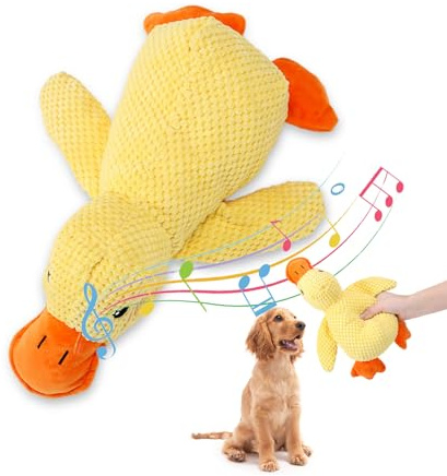 OWITER Squeaky Dog Toys, Parrot Interactive Dog Toys for Boredom, Puppy Toys with Squeaker & Crinkle Tail & Rope Feet, Bird Dog Toy for Small/Medium/Large Dogs (yellow duck)