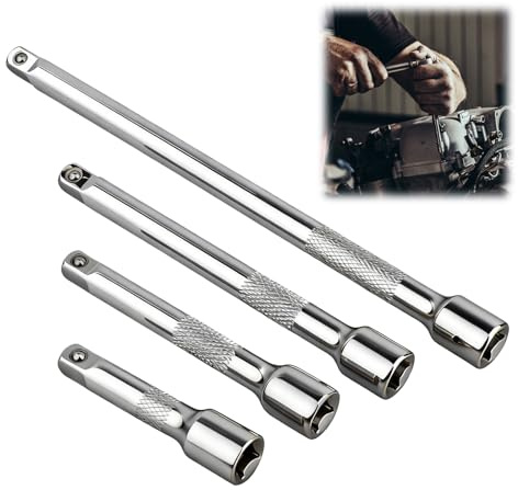 4PCS 1/4 Inch Drive Socket Extension Bar Set, Impact Socket Extension Set (50mm, 75mm, 100mm, 150mm), Spanner Extender Bar, Made from Chrome Vanadium Steel for Wrench Extenders, Sockets Wrench Ratchet