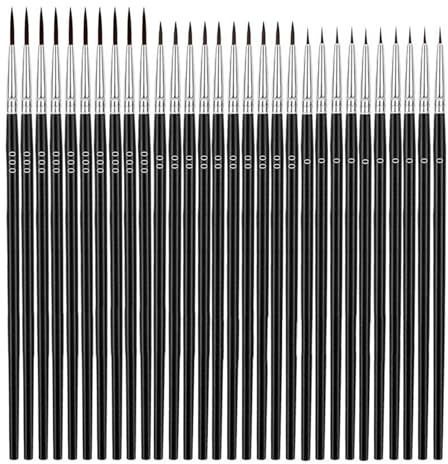 Lot de 30 petits pinceaux de peinture en nylon #0#00#000 - 3 tailles
