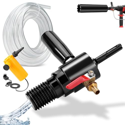 Adapter 1 1/4 UNC auf SDS PLUS mit Auto Wasserspülung f. Diamantbohrkrone | inkl. 4m Wasserleitung + Wasserpumpe, Wassereinspritzung Möglich, SDS Max Adapter für Kernbohrer Bohrkrone Dosensenker