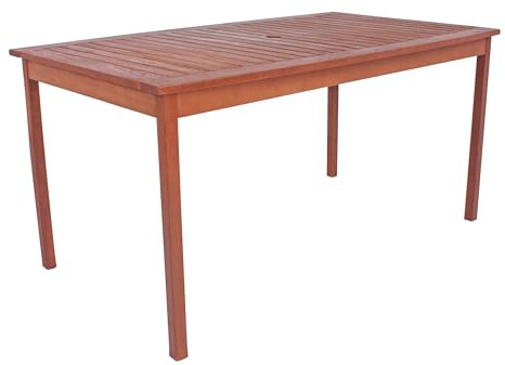 DELUKE Gartentisch Halle rechteckig - Eukalyptus, Natur, 150x90x73cm | Terrassentisch Wetterfest Outdoor Tisch