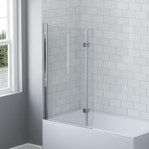 AQUABATOS Duschwand für Badewanne 82-93 x 140 cm Badewannenaufsatz Duschabtrennung Badewannenfaltwand Duschtrennwand Duschfaltwand 180° Sicherheitsglas 8 mm mit faltbar Spritzschutz-Glas