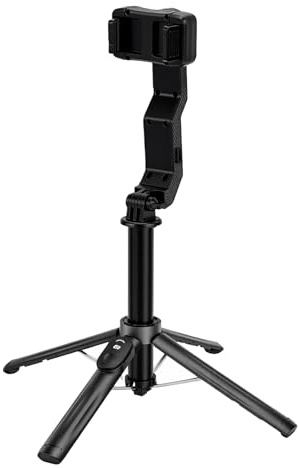 Fockety Stabilizzatore gimbal per smartphone, treppiede selfie stick portatile ed estensibile a singolo asse con luce di riempimento e telecomando, per riprese video e vlogging