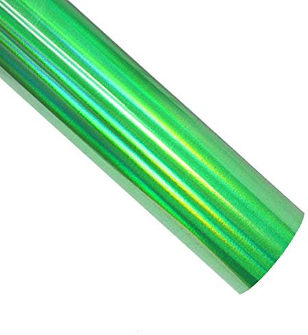 Holographic Heat Transfer Vinyl Roll 12 Inches x 5 Feet Iron on Vinyl HTV for DIY T-Shirts or Fabrics (Holographic Green)