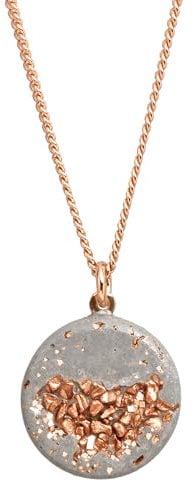 Concrete Jungle | Halskette MARY Grey Rosé Damen | 925 Silber Rosegold | Kette Anhänger rund | Silber-Schmuck Beton | Geschenk Freundin, Mama, Tochter, Frau Geburtstag | 45-50cm Länge