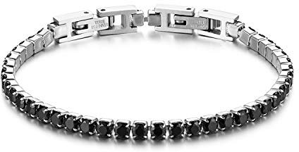 JewelryWe Bracciale da Donna Uomo Fidanzati con Zircone Lucido Perline Braccialetto di Tennis Eleganza Moderna Regalo