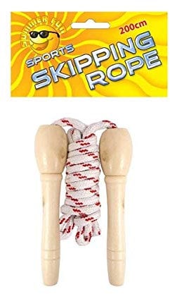 Children's Kids Wooden Handled Traditional Skipping Rope Outdoor Toy