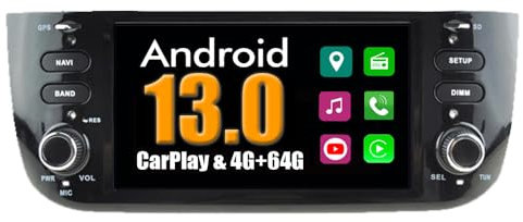 RoverOne Android System Autoradio für FIAT Linea Abarth Punto EVO 2012 2013 2014 2015 mit Multimedia Stereo GPS Navigationsradio Bluetooth USB Mirror Link