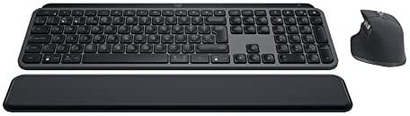 Logitech MX Keys S COMBO - Performance Wireless Keyboard and Mouse with Palm Rest, Customisable Illumination, Fast Scrolling, Bluetooth, USB C, Windows, Linux, Chrome, Mac, QWERTY UK Layout, Graphite