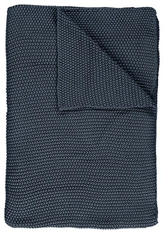 Marc O Polo Strick Dekokissen Plaid Nordic Knit Smoke Blue Plaid 130x170 cm