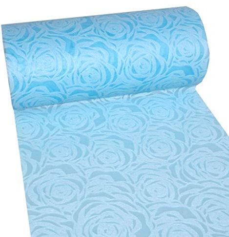 Dekoflor Tischband Tischläufer Tischdeko einzigartiges Rosen Design (Wasserfest, Lotuseffekt, samtige Oberfläche, 25 m Rolle, 30 cm Breite, 100% Nylon), Hellblau