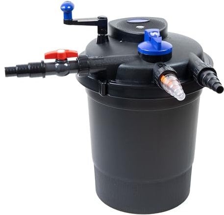 Pondlife CPF-10000 Druckteichfilter UVC 11 Watt, für Teiche bis 12000 Liter, Teichfilter mit Rückspülfunktion, 10000 L/h Fördermenge