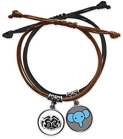 Scary Circle Black Indian Totem Bracelet Rope Hand Chain Leather Elephant Wristband