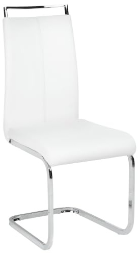 Modernes Freischwinger Stuhl 2er Set weiß Kunstleder Metallgestell Greedin