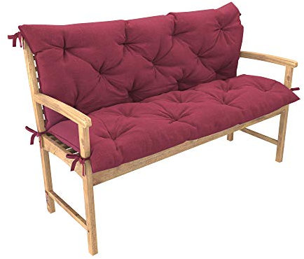 chilly pilley Bankkissen Relax Palettenkissen mit Rückenlehne Gartenschaukelkissen mit Nähten Gesteppt Gartenkissen Garten Kissen Sitzpolster Hollywoodschaukel (140x50x50, Dunkelrot)