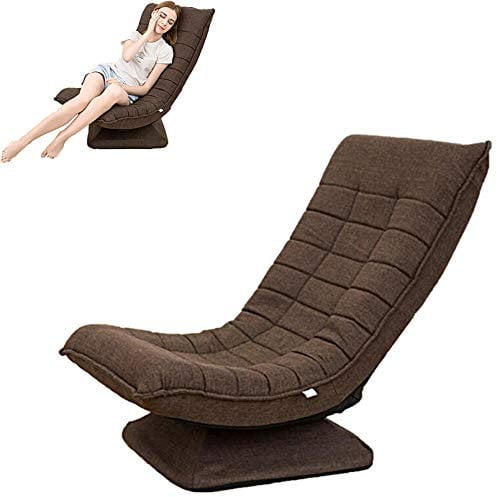 Rotazione 360 °poltroncina camera da letto Multifunzione e Pieghevole poltrone salotto spugna ad alta densità Poltrona da gioco da terra famiglia gioco leggere riposo meditazione poltrona/Marrone