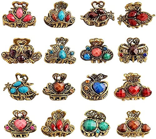Haarklammern Klein, Haarklammer Metall, Kristall-Schleifen-Haarspangen, Vintage-Stil, Haarklammern, Schmetterlings-Kauen-Clips, Für Mädchen, Frauen, Haar-Diy-Zubehör (16 Zufällige Stile)