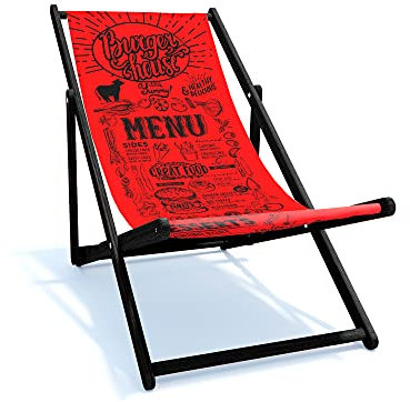 Holtaz Liegestuhl Holz Klappbar Sonnenstuhl Strandstuhl mit Abnehmbarer Stoff für Garten Schwimmbad Camping Strand Bars Cafés Hotels bis 130 kg 4 Positionen Burger