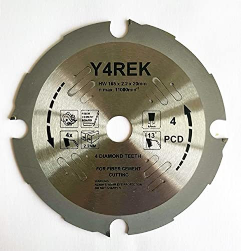 Y4REK 165mm x 20/16mm x 4T Specialized PCD CEMBRIT Fibre Cement Board Cut Saw Blade