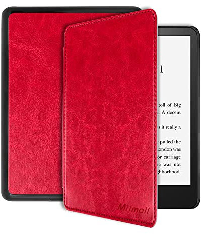 Miimall für Kindle Paperwhite (11. Generation-2021) Hülle, Premium PU Leder Schutzhülle mit Auto Schlaf/Aufwach TPU Rücken Schutz Cover für Kindle Paperwhite 11. Generation - Rot