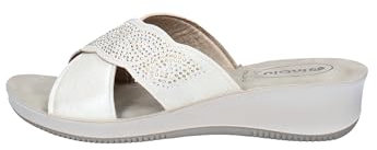 inblu Ciabatte a Fasce Incrociate con Strass, Sandali Donna, Bianco, 39 EU