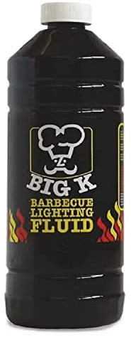 Topline Big K Barbeque Firelighter Odourless Fluid - BBQs, Firepits - Indoor Fires & Log Burners - Camping Grill - Bonfire - 1000ml with Unique Card.