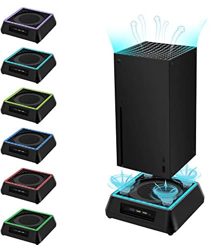 Mcbazel Xbox Series X Soporte de refrigeración con luz RGB/ Función de refrigeración ajustable/ Indicador LED / Puertos USB 3.0 /USB 2.0