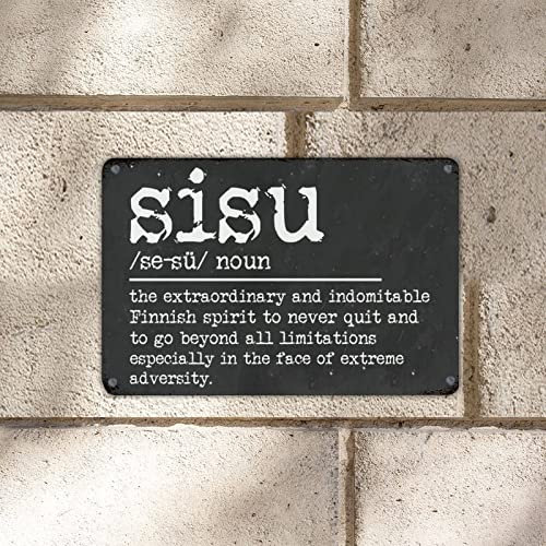 Sisu Definition Blechschild Wort Beschreibung Wand Metallschilder Maßgeschneidert Rustikal Chic Metall Poster Design Dekoration für Männer Höhle Garage Ferne Bar Pub Home 20,3 x 30,5 cm