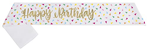 Unique 26377 - Gold Foil Stamped Happy Birthday Sash - Bright Triangle Birthday Party - 1 Count (Pack of 1)