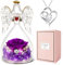 Miofula Rosa Stabilizzata Angelo Regalo per Donna, Rosa Eterna con Collana Regalo di San Valentino per lei, Regalo di Festa della mamma Natale Compleanno per Mamma Nonna Fidanzata