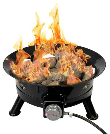 Flame King Brasero au Propane sans fumée, Foyer Portable de 61 cm, 58 K BTU avec Auto-allumage, Housse et Sangles de Transport pour Camping-Car, Camping et Vie en Plein air