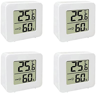 4er Set Digital Thermometer für Innenräume, LCD Hygrometer & Thermometer, Hochpräzises Sensor Feuchtemessgerät Temperatur Monitor Raumthermometer
