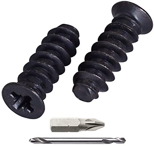 SKIR'CO (600 Stück) Schwarz verzinkte Euroschrauben 6,2 x 19 mm, Schrauben für Schubladenführungen, flacher Senkkopf (Bohrer enthalten)