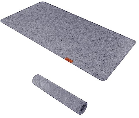 Große Filz-Tischschutzunterlage, 80 x 40 cm, rutschfeste Filz-Tischmatte, erweitertes Gaming-Mauspad, große Schreibtischunterlage für Tastatur, Computer, Maus, Laptop (grau)