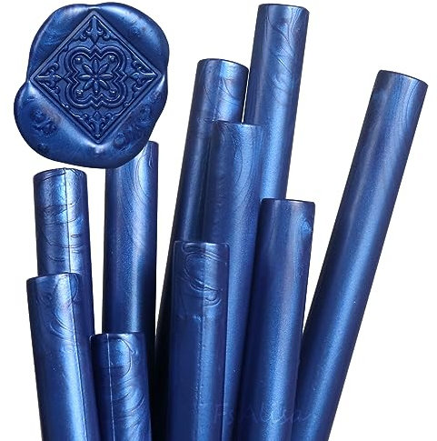 fsalisa 10Pcs Wax Seal Sticks, Glue Gun Sealing Wax Sticks for Wax Seal Stamp, Great for Wedding Invitations, Cards Envelopes, Wine Packages, Gift Wrapping (Sea Blue)