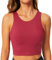 BAYDI Sport BH Damen ohne Buegel Bustier Hochgeschlossenes Crop Top Racerback Tanktops Abnehmbare Polsterung Yoga Bra Wein